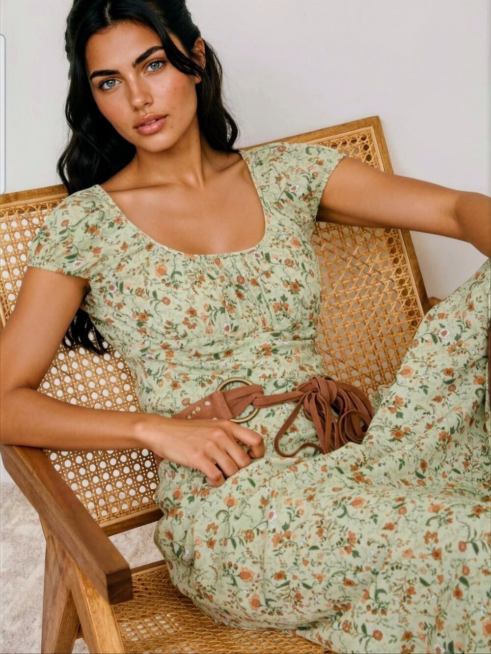 Darling Sage Green Floral Midi Dress